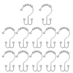 60 pcs Shower Curtain Hooks Clips Double Roller Curtain Rings Window Hardware Metal for Bathroom Shower Room