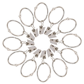 MUKA 12 Pcs Curtain Rings with Clips 2 Inch Metal Movable Clasp Shower Curtain Window Hardware for Bedroom Home Decor