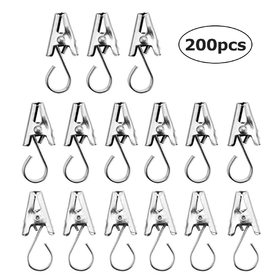 Shower Curtain Clips Hook 200 Pcs Stainless Steel Drapery Clips Window Hardware for Curtain Photos Home Decoration