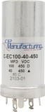 CE Manufacturing C-EC100-40-450 Capacitor 450V, 100/40µF, Electrolytic