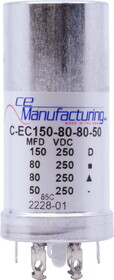 CE Manufacturing C-EC150-80-80-50 Capacitor - CE Mfg., 250 V, 150/80/80/50 &#956;F