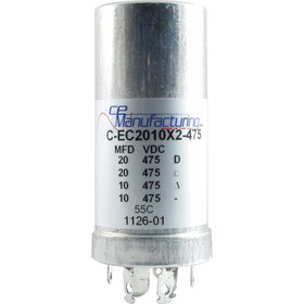CE Manufacturing C-EC2010X2-475 Capacitor 475V, 20/20/10/10&#181;F, Electrolytic