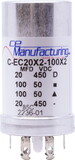CE Manufacturing C-EC20X2-100X2 Capacitor - CE Mfg., 20@450V x2, 100@50V x 2