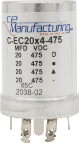 CE Manufacturing C-EC20X4-475 Capacitor 475V, 20/20/20/20&#181;F, Electrolytic