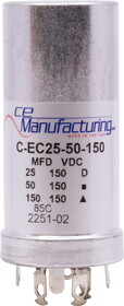 CE Manufacturing C-EC25-50-150 Capacitor - CE Mfg., 150V, 25/50/150&#956;F, Electrolytic
