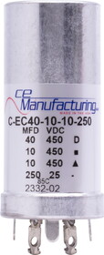 CE Manufacturing C-EC40-10-10-250 Capacitor - CE Mfg., 40&#181;F@450V, 10&#181;F@450V, 10&#181;F@450V, 250@25