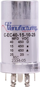 CE Manufacturing C-EC40-15-10-25 Capacitor - CE Mfg., 40&#181;F@450V, 15&#181;F@450V, 10&#181;F@450V, 25@25