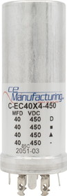 CE Manufacturing C-EC40X4-450 Capacitor 450V, 40/40/40/40&#181;F, Electrolytic