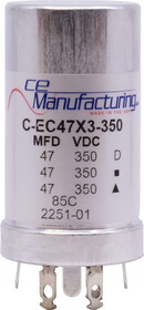 CE Manufacturing C-EC47X3-350 Capacitor - CE Mfg., 350V, 47/47/47&#956;F, Electrolytic