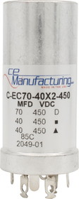 CE Manufacturing C-EC70-40X2-450 Capacitor 450V, 70/40/40&#181;F, Electrolytic