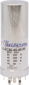 CE Manufacturing C-EC80-40-40-50 Capacitor - CE Mfg., 80&#181;F@350V, 40&#181;F@350V, 40&#181;F@350V, 50&#181;F@50V
