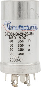CE Manufacturing C-EC80-50-20-20-350 Capacitor 350V, 80/50/20/20&#181;F, Electrolytic