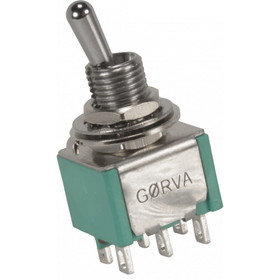 Gorva Design P-HTOG-GORVA-M3 Switch - G&#216;RVA, Mini Toggle, DPDT, 3 Position, Solder Lugs, Medium Bat