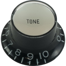 CE Distribution P-K548-X Knob - Top Hat, Black with Silver Cap, Gibson Style