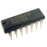 General Integrated Circuits P-QTL074 Op-Amp - TL074, Quad, Low-Noise, JFET Input, 14-Pin DIP