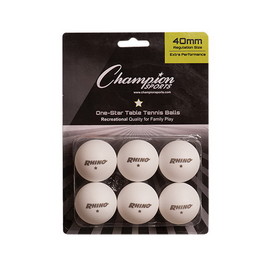 Champion Sports 1STR6WH 1Star Table Tennis 6/Pack White