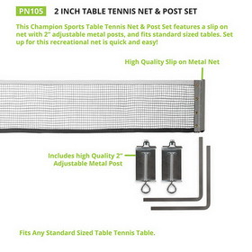 Champion Sports PN105 2 Inch Table Tennis Net & Post Set