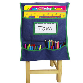 Muka School Chair Organizer, Durable Denim Fabric Student Seat Back Storage Pocket(14.5"X17.25")