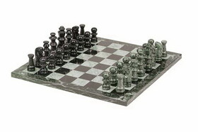 CHH 2177 16" Black & Green Marble Chess Set