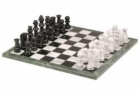 CHH 2178A 16&quot; Black &amp; White Marble Chess Set