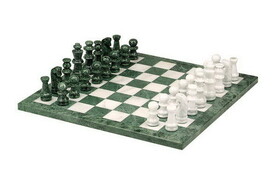 CHH 2178S 16" Green & White Marble Chess Set