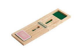 CHH 2428 Wooden Travel Cribbage & Card Set