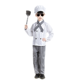 TopTie Child White Long Sleeve Chef Coat, Scarf, Hat and Pants Set
