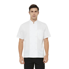 TopTie Short Sleeve Chef Jacket Kitchen Cook Coat Stripe Uniforms