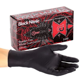AmerCare Royal 14001 Black Nitrile Glove Powder Free, Small - 10/100/CS