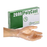 AmerCare Royal 26992 PolyCast Embossed Powder Free Medium Gloves 5ML Clear 100/BX 10BX/CS