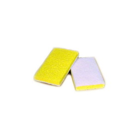 Advantage A063 Fine White Backed Yellow Scrubber Sponge, 6 3/8" x 3 3/8" x 5/8" - 20/CS