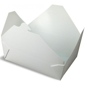 BioPak 02BPWHITEM White Container - 8 1/2" x 6 1/4" x 1 7/8" (Top)  49 Fl Oz, #2, White, Paper, Food Container (200 per Case)