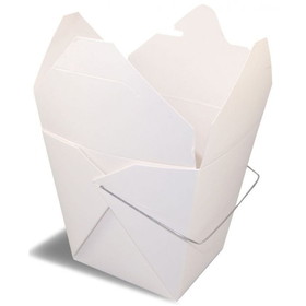 Fold-Pak 16WHWHITEM 16 Fl Oz, 3" x 2-1/8" Bottom, 3-3/4" x 2-7/8" Top x 3-1/4", White, Poly Coating SBS Paperboard, Food Pail with Wire Handle (500 per Case)