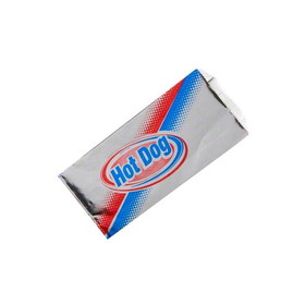 Brown Paper Goods Foil "Hot Dog" Sandwich Bag - Red & Blue Print. Foil On The Outside Paper On The Inside. -3 1/2" x 1 1/2" x 8 1/2" - Light Weight - 1000/CS