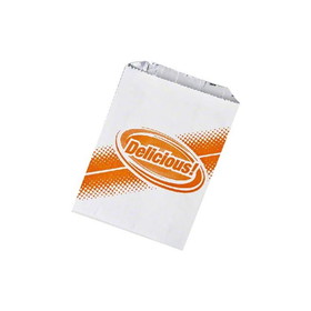 Brown Paper Goods 5A20 Foil "Delicious" Sandwich Bag - Orange Print. Foil On The Outside, Paper On The Inside. - 6" x 2" x 8" - Light weight - 1000/CS