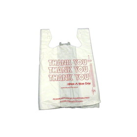 Unistar 1367-2192 Bag Poly T-Shirt, White. Red Print "Thank You" 11.5" x 6.5" x 21" HD 12.5MIC 900/CS