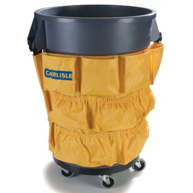 Carlisle FoodService 3691704 Bronco 31" x 19.75", Yellow, Rip-Stop Nylon, Waste Bin Trash Container Tool Caddy Bag (12 per Case)