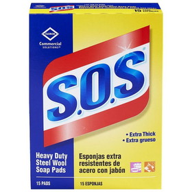 S.O.S 88320 Wool Soap Pad Solid, Blue Soap/Gray Steel (15/ pack, 12/case)