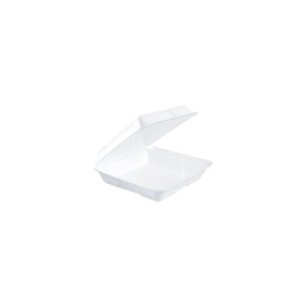 Dart Container 95HTPF1R Foam Hinged Lid Container 9.5" x 9.3" x 3", White, Extruded Polystyrene, 1-Compartment, Performer, Large, (200 per Case)