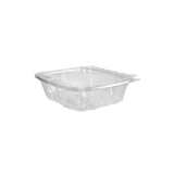 Dart Container CH24DEF Hinged Flat Lid Plastic Container SafeSeal Clear 24 OZ 7 3/16