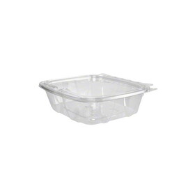 Dart Container CH24DEF Hinged Flat Lid Plastic Container SafeSeal Clear 24 OZ 7 3/16" X 6 3/8" X 1 7/8" 200/CS