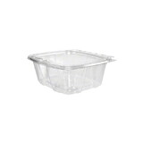 Dart Container CH32DEF Flat Lid Hinged Plastic Container SafeSeal Clear 32 OZ 7 3/16