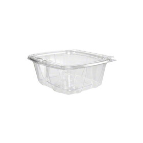 Dart Container CH32DEF Flat Lid Hinged Plastic Container SafeSeal Clear 32 OZ 7 3/16" X 6 3/8" X 2 5/8" 200/CS