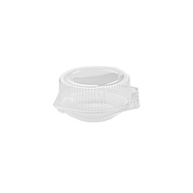 Detroit Forming LBH602, Plastic Food Container, Shallow Pie, Hinged, Clear, 7"x.4"x2.13", 350/CS