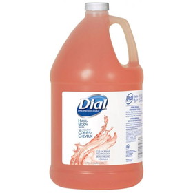 Dial Professional 2055124 Hair and Body Wash 1 Gallon, Liquid, Light Orange, Fruity Scent, Refill, (4 per Case)