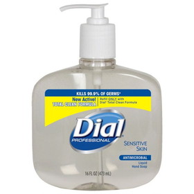 Dial Professional 1937891 Antimicrobial Hand Soap 16 Oz, Liquid, Distinct Scent, Sensitive Skin, Tabletop Pump, (12 per Case)