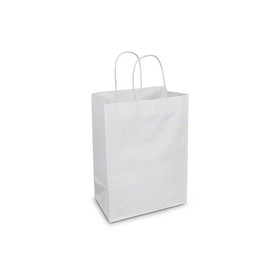 DURO BAG MFG 84641 Shopping Bag With Paper Twist Handles 10" x 5" x 13", 60# Capacity, White, Virgin Paper, Missy, (250/CS)