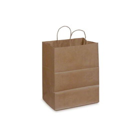 Duro Bag 87415 Dubl Life 12" x 9" x 15-3/4", 65#BW Capacity, Kraft Paper, Regal, Shopping Bag w/ Paper Twist Handles (200/CS)