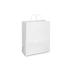 Duro Bag 84640 Shopping Bag 13" x 6" x 15-3/4", 60#BW Capacity, White, Virgin Paper, "Traveler", Shopping Bag W/ Paper Twist Handles (250/CS)