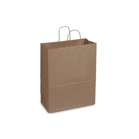 Duro 87128 Dubl Life Carryout Shopping Bag w/ Paper Twist Handles 13" X 7" X 17" - 65#BW "Mart" Recycled 250/CS